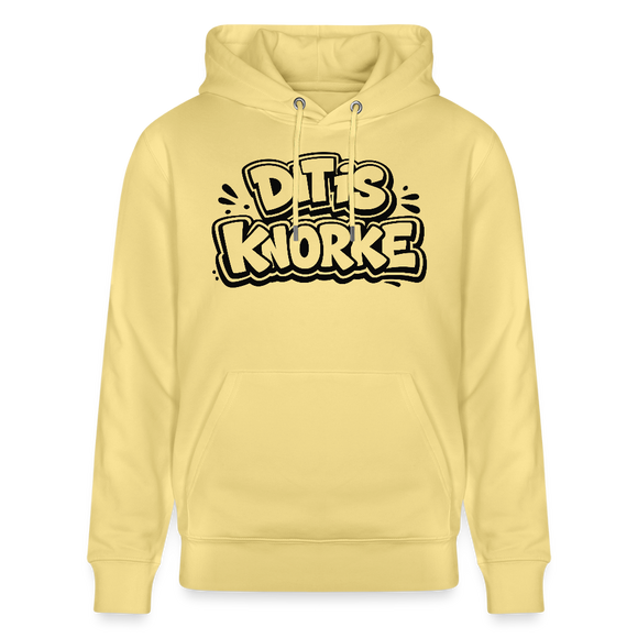 DIT IS KNORKE-Unisex Bio-Hoodie mit echt Berliner Schnauze - Gelb Viva 