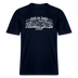 Berliner Spruch-MACH MA KEENE FISIMATENTEN-RELAXED FIT Unisex BIO T-Shirt  - weisser Print auf Navyfarbenen Stoff