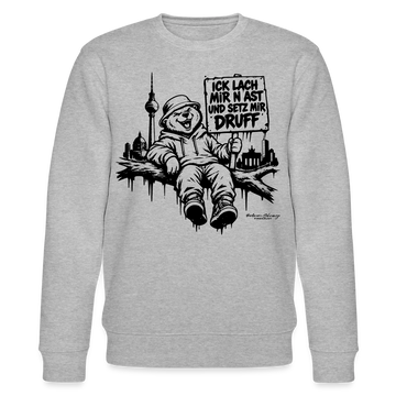 Berliner Spruch-ICK LACH MIR N AST-Unisex Bio-Sweatshirt - Grau meliert