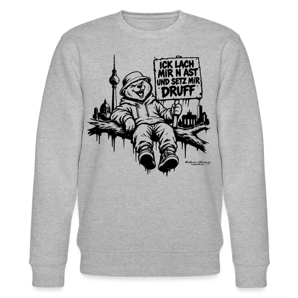 Berliner Spruch-ICK LACH MIR N AST-Unisex Bio-Sweatshirt - Grau meliert