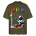 Illustration eines bunten Bären in Regenbogenfarben, der mit Pinsel und Farbpalette kreativ ist, vor dem Berliner Fernsehturm in Regenbogenoptik. Darüber der Schriftzug "Berlin" in Regenbogenfarben und darunter ganz klein "Findickjut". Perfekt zur Feier des CSD Berlin 2025. Oversized Unisex Bio T-Shirt -Khaki