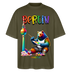 Illustration eines bunten Bären in Regenbogenfarben, der mit Pinsel und Farbpalette kreativ ist, vor dem Berliner Fernsehturm in Regenbogenoptik. Darüber der Schriftzug "Berlin" in Regenbogenfarben und darunter ganz klein "Findickjut". Perfekt zur Feier des CSD Berlin 2025. Oversized Unisex Bio T-Shirt -Khaki