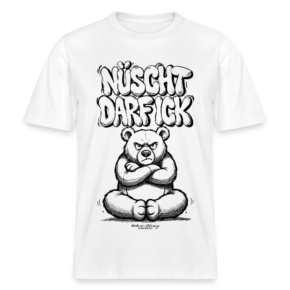 Berlin Shirt mit Illustration-NÜSCHT DARF ICK-RELAXED FIT Unisex Organic T-Shirt - Weiß