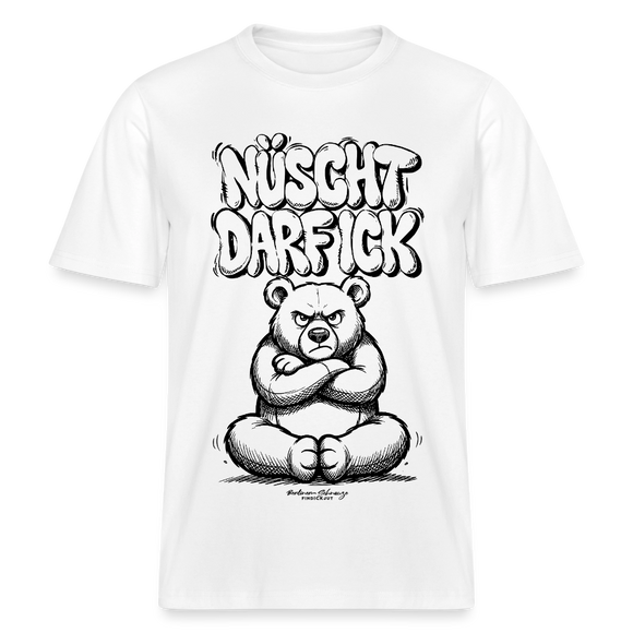 Berlin Shirt mit Illustration-NÜSCHT DARF ICK-RELAXED FIT Unisex Organic T-Shirt - Weiß