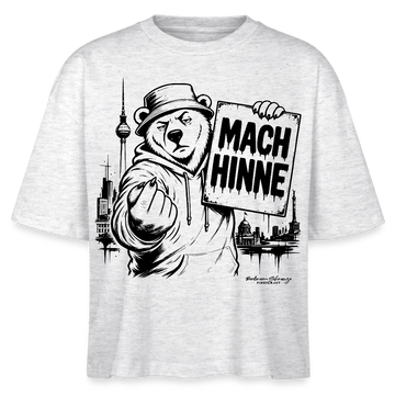 Berlin Shirt- MACH HINNE-Frauen Boxy Bio-T-Shirt mit Berliner Skyline - Weiß meliert