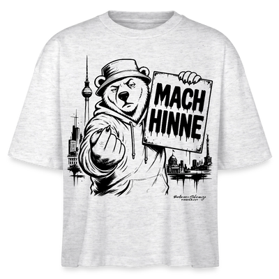 Berlin Shirt- MACH HINNE-Frauen Boxy Bio-T-Shirt mit Berliner Skyline - Weiß meliert