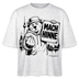 Berlin Shirt- MACH HINNE-Frauen Boxy Bio-T-Shirt mit Berliner Skyline - Weiß meliert