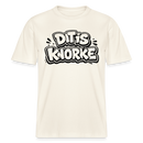 Berliner Spruch „DIT IS KNORKE“ – typografisches Statement-Design in schwarzem Outline-Comic-Style-auf lockerem unisex T-Shirt-100% Bio Baumwolle-naturweiss