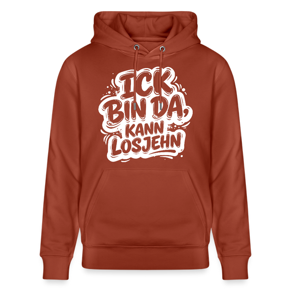 Berliner Spruch-Unisex Bio-Hoodie-BIN DA, KANN LOSJEHN - Terrakotta
