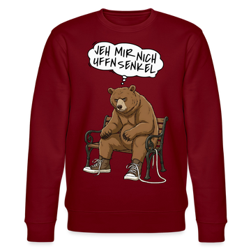 Berliner Bär und Spruch-JEH MIR NICH UFFN SENKEL-Unisex Bio-Sweatshirt - Burgunderrot