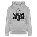 Berliner Spruch-FRÜHER WAR ALLET LEICHTERUnisex Bio-Hoodie - Grau meliert