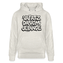 Berliner Kultspruch-VAFATZ DA VOM JELÄNDE-Unisex Bio-Hoodie - Beige meliert