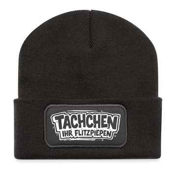 Berliner Spruch-Recycelte Patch Beanie-TACHCHEN IHR FLITZPIEPEN - Dunkelgrau