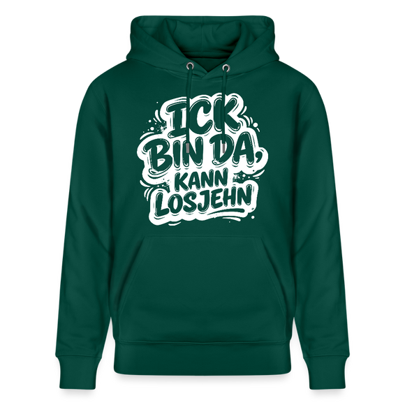 Berliner Spruch-Unisex Bio-Hoodie-BIN DA, KANN LOSJEHN - Forest