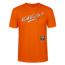 weisser Handgezeichneter Schriftzug "Kiekst'n so?" in schwungvoller Schreibschrift - typisch Berliner Spruch auf T-Shirt - Tieforange