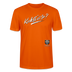 weisser Handgezeichneter Schriftzug "Kiekst'n so?" in schwungvoller Schreibschrift - typisch Berliner Spruch auf T-Shirt - Tieforange