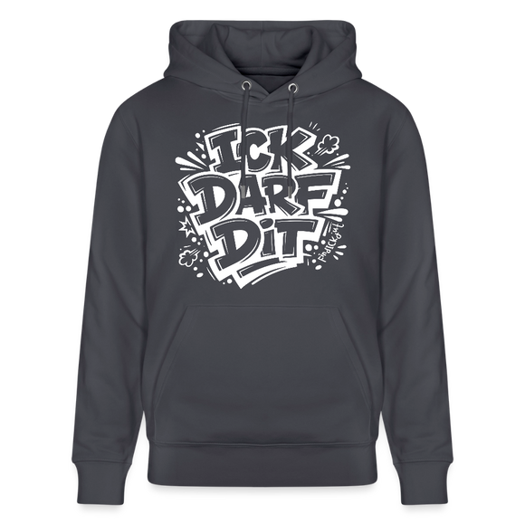 ICK DARF DIT-Unisex Bio-Hoodie mit Berliner Spruch - Indigoblau