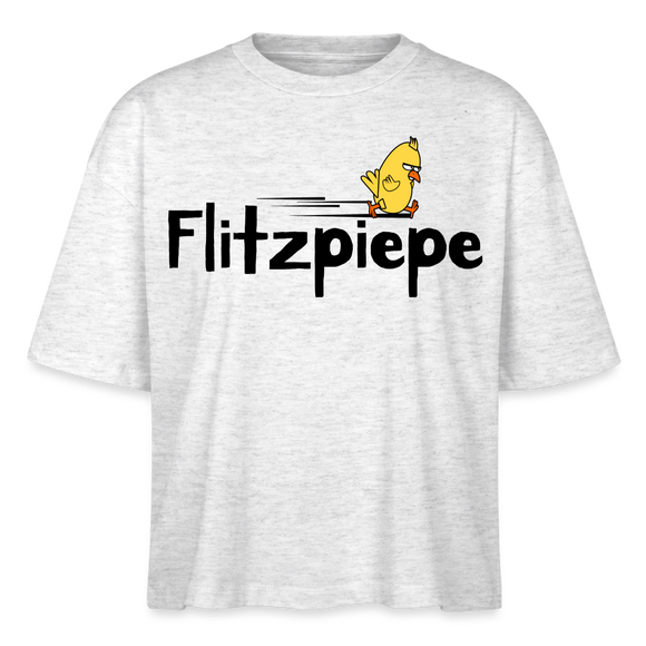 DIE FLITZPIEPE - Frauen Boxy Bio-T-Shirt - Weiß meliert