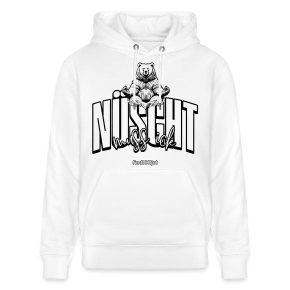 NÜSCHT MUSS ICK 2025-Unisex Bio-Hoodie mit Berliner Schnauze - Weiß