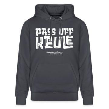 PASS UFF KEULE-Unisex Bio-Hoodie mit echt Berliner Schnauze - Indigoblau