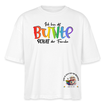 LIEBE IS BUNT-Frauen Boxy Bio-T-Shirt - Weiß