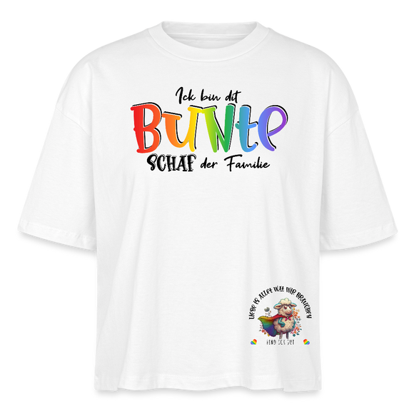 LIEBE IS BUNT-Frauen Boxy Bio-T-Shirt - Weiß