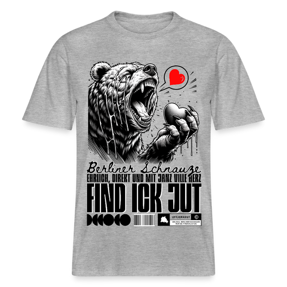 Berlin Souvenir-FIND ICK JUT-Relaxed Fit Unisex Bio-T-Shirt - Grau meliert