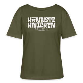 Berliner Spruch-KANNSTE KNICKEN-Rundhals Frauen Bio-T-Shirt - Khaki