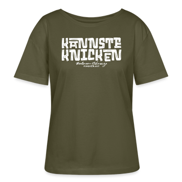 Berliner Spruch-KANNSTE KNICKEN-Rundhals Frauen Bio-T-Shirt - Khaki