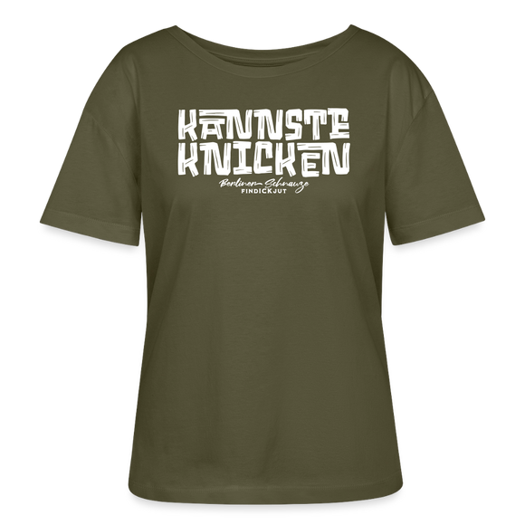 Berliner Spruch-KANNSTE KNICKEN-Rundhals Frauen Bio-T-Shirt - Khaki