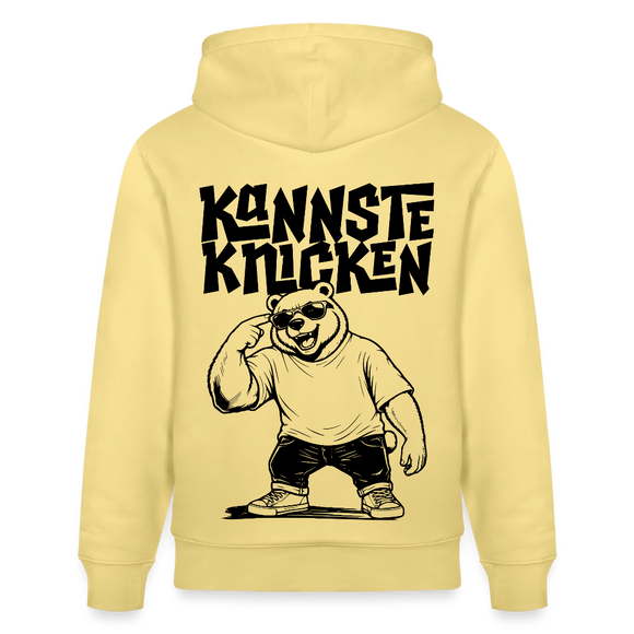 Berliner Spruch-KANNSTE KNICKEN-Unisex Bio-Hoodie mit Berliner Bär - Gelb Viva 