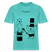 Lockeres Relaxed Fit Berlin Shirt „OHNE WORTE“ aus Bio-Baumwolle mit schwarzem Print: der Berliner Bär als doodleartige Zeichnung, der mit seinem Zauberstab einen Mittelfinger aus einem Zylinderhut hervorzaubert. - Poolblau