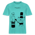 Lockeres Relaxed Fit Berlin Shirt „OHNE WORTE“ aus Bio-Baumwolle mit schwarzem Print: der Berliner Bär als doodleartige Zeichnung, der mit seinem Zauberstab einen Mittelfinger aus einem Zylinderhut hervorzaubert. - Poolblau