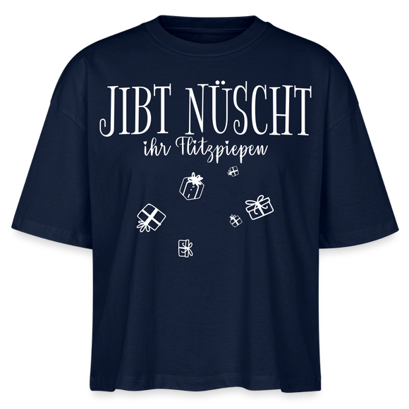 Anti-Geschenke-Shirt-mit Berliner Schnauze-JIBT NÜSCHT-Frauen Boxy Bio-T-Shirt - Navy