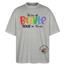 LIEBE IS BUNT-Oversized Unisex Bio T-Shirt - Grau meliert