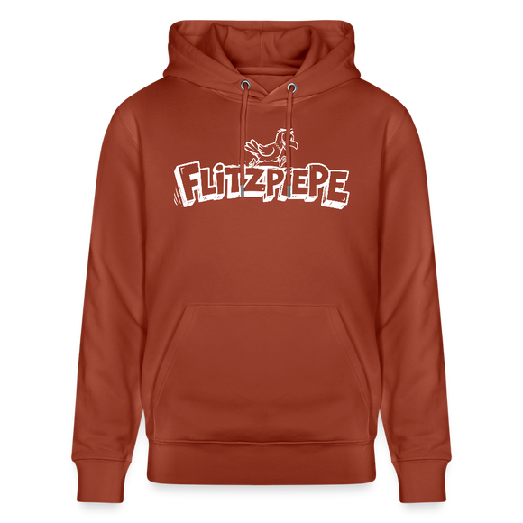Unisex Bio-Hoodie mit dem Original Berliner Spruch - Flitzpiepe - Terrakotta