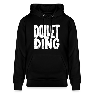 weisser Berliner Spruch-Print-DOLLET DING-Unisex Bio-Hoodie - Schwarz