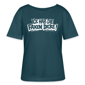 Berliner Schnauze-ICK HAB DIE FAXEN DICKE-Rundhals Frauen Bio-T-Shirt - Dunkles Petrol