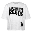 PASS MA UFF KEULE - Frauen Boxy Bio-T-Shirt - Weiß meliert