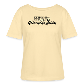 Berliner Statement-schwarzer Print "WIR SIND DIE GEILSTEN"-als Brustprint auf dem Rundhals Frauen Bio-T-Shirt - Creme