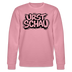 rosa farbener Bio Unisex Sweater mit schwarzem Letter-Print „URST SCHAU“ – berliner ostalgie & berliner schnauze Statement, reguläre Passform.