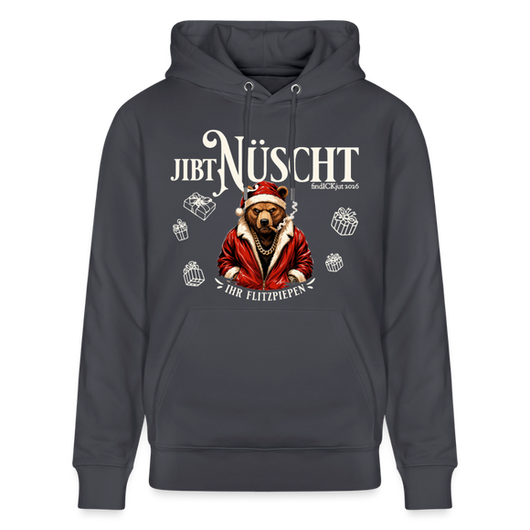 JIBT NÜSCHT-Unisex Bio-Hoodie-mit Berliner Bär - Indigoblau