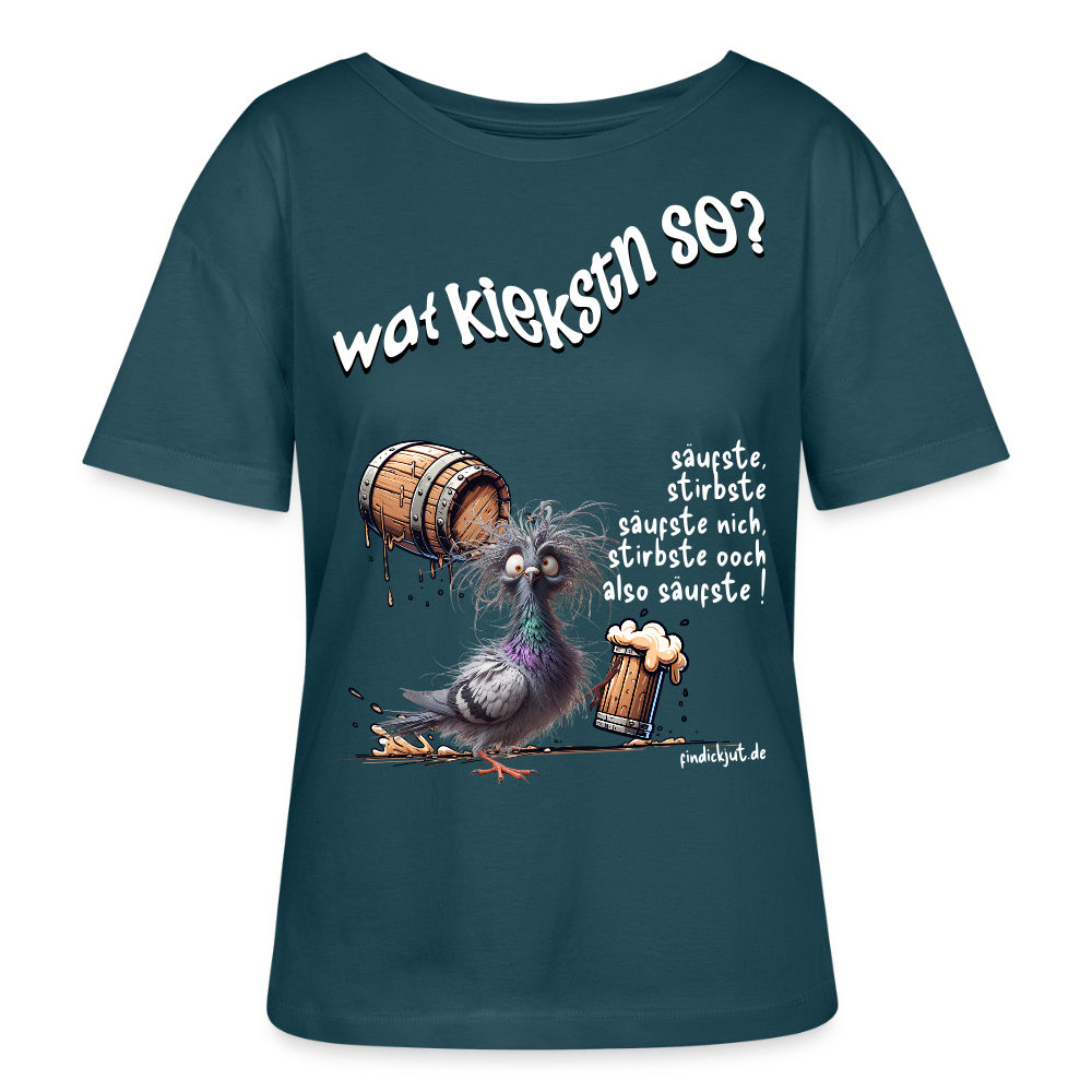 WAT KIEKSTN SO?-Rundhals Frauen Bio-T-Shirt - Dunkles Petrol
