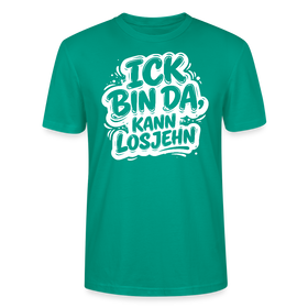 Berlin Shirt-Unisex BIO T-Shirt- ICK BIN DA, KANN LOSJEHN - Blaugrün