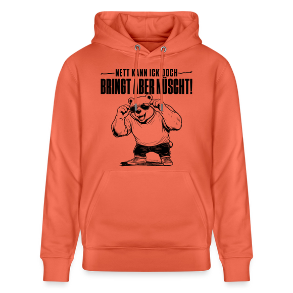 Berliner Bär mit Berliner Spruch-NETT KANN ICK OOCH-Unisex Bio-Hoodie - Hellrot