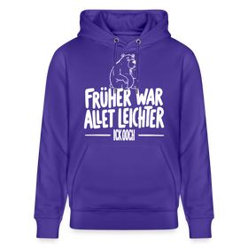 Berliner Spruch-FRÜHER WAR ALLET LEICHTERUnisex Bio-Hoodie - Purple Love 