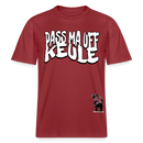 Berlin Shirt mit Spruch-weisser print-Pass ma uff keule-Relaxed Fit Unisex Bio-T-Shirt II - Erdrot