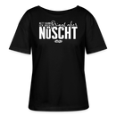 Berliner Spruch in in weisser Schrift "NETT KANN ICK OOCH. Bringt aber NÜSCHT"-schwarzes Rundhals Frauen Bio-T-Shirt 
