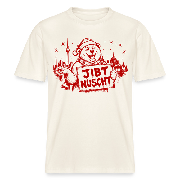 Berlin Shirt "JIBT NÜSCHT" - Weihnachts-RELAXED FIT Unisex Organic T-Shirt - Naturweiß 