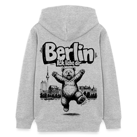 Berlin Souvenir-Teenager Bio-Hoodie-BERLIN ICK LIEBE DIR - Grau meliert